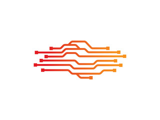 Abstract circuit logo template design, emblem, symbol or icon