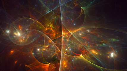 Fractal 3D rendering abstract and shiny background