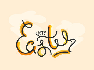 Happy Easter Font with Yellow and Orange Brush Effect on Light Peach Background.