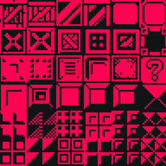 Fototapeta premium Abstract seamless pattern, geometric monochrome fabric texture, pixel art style, print for clothes. Isolated vector illustration. 8-bit. Design for stickers, logo, mobile app.