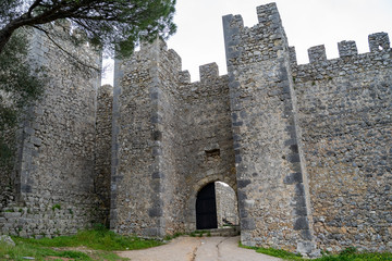 Fototapeta na wymiar Exterior of the ruins of Sesimbra Castle in Portugal