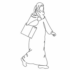 muslim woman goes shopping