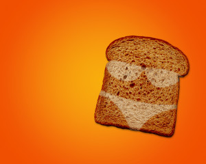 Slice of bread sunbathing. Summer concept.