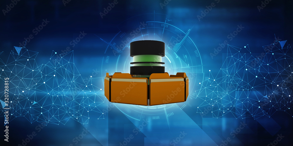 Poster 3d rendering Folder connected to data