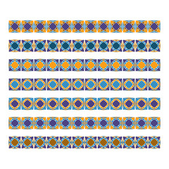 Vector set of color seamless borders. Design elements and page decoration on white background.