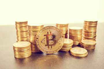 golden bitcoin, conceptual image for crypto currency
