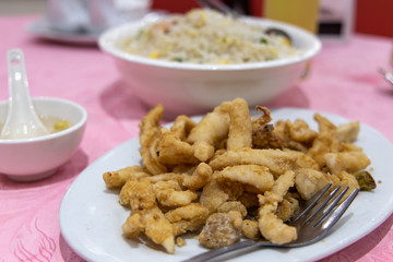 Chinese dish - Fried squid and pepper