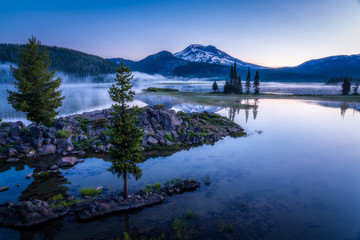 Trees and Mountain Reflections - Sparks Lake Oregon