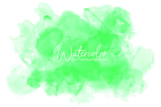 Abstract Green Water Color Splash On White Background. Hand Drawn Paper Texture Vector Wallpaper, Card, Background, Print, Grunge Poster, Art Design, Graphic. Hand Painted Watercolor Splash.