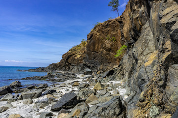 Beautiful rock formation at Anawangin Cove beach in Zambales