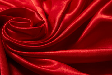 Luxury red satin smooth fabric background for celebration, ceremony, event invitation card or advertising poster