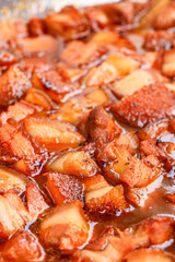 Pork braised in brown sauce, braised pork.chinese traditional cuisine.