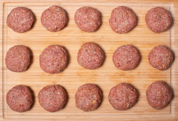 Hackfleisch Frikadellen zu runden Fleischklößchen zubereitet fürs Kochen