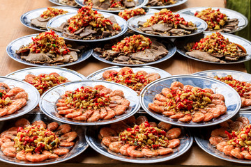 Delicious boiled shrimp cold dish,Chinese food.
