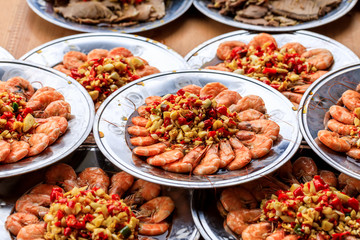 Delicious boiled shrimp cold dish,Chinese food.