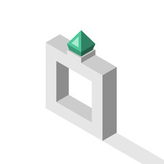 Isometric gem ring, emerald