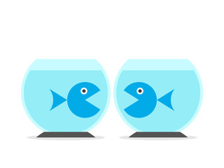 Two fishes, separate fishbowls