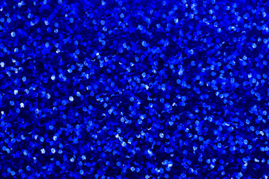 Background With Navy Blue Sequin Texture. Glitter Background For Holiday And Party Banner.