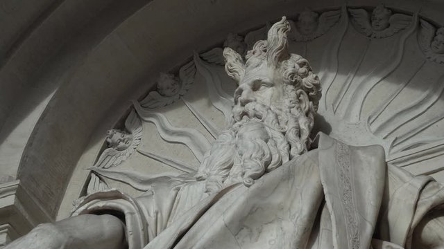 Roma, Italia. Fontana del Mos&egrave;. Mostra dell&rsquo;acqua Felice. Dettagli 