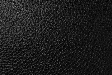 Black Eco artificial leather texture close up. Top view. Copy space.