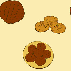 Seamless pattern of sketched Biscuit bread