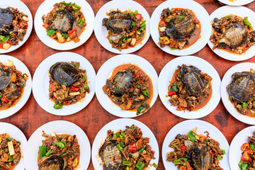 Delicious braised turtle,Chinese traditional cuisine.