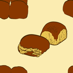 Seamless pattern of sketched Blaa bread