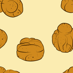 Seamless pattern of sketched Brioche bread
