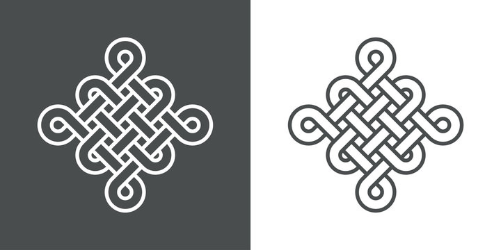 Icono plano lineal nudo chino en fondo gris y fondo blanco