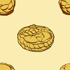 Seamless pattern of sketched Cesnika bread