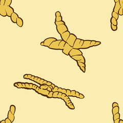 Seamless pattern of sketched Coppia Ferrarese bread
