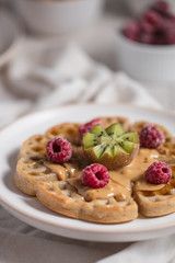 gaufres maison fruits et beurre de cacahuète