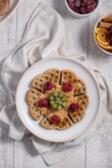 gaufres maison fruits et beurre de cacahuète