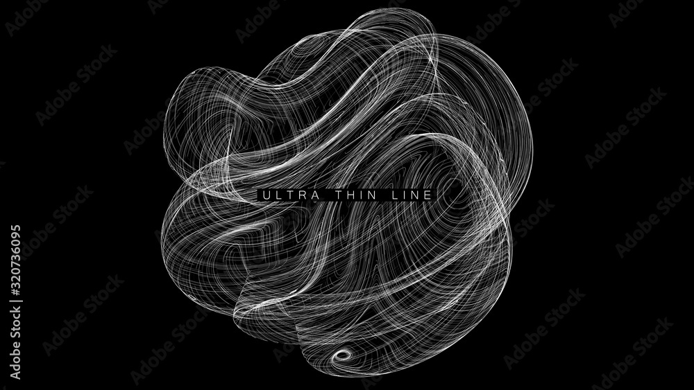 Aufkleber ultra thin line fluid geometry. dynamic vector distorted spheres. digital fractal 3d swirl. futurist