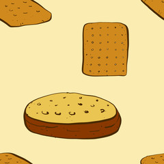 Seamless pattern of sketched Hardtack bread