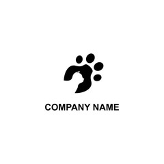 Cute cat logo, black silhouette with side view illustration.