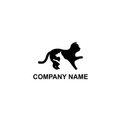 Cute cat logo, black silhouette with side view illustration.
