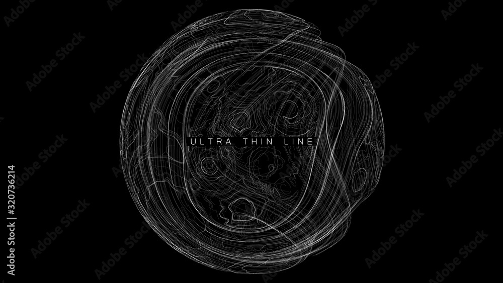 Aufkleber ultra thin line fluid geometry. dynamic vector distorted spheres. digital fractal 3d swirl. futurist