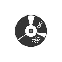 CD music flat icon in flat style. Vector illustration