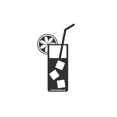 Cocktail icon on flat style. Vector illustration