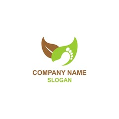 Obraz premium Nature baby care logo, cute baby wrapped in blankets and leaf as nature symbol.