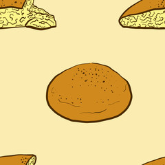 Seamless pattern of sketched Malooga bread