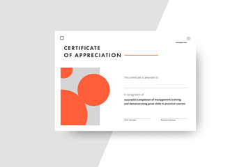 Certificate of appreciation template design. Elegant business diploma layout for training graduation or course completion. Vector background illustration.