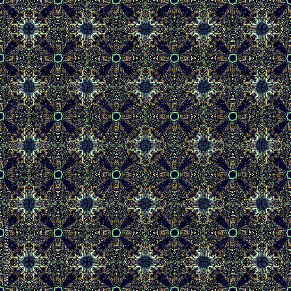 Poster pattern mandala kaleidoscope abstract geometric colorful seamless background . cross repeated square