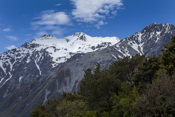 Mount Cook Mountains and snow. New Zealand.