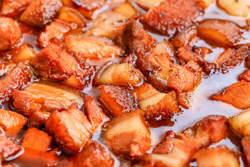 Pork braised in brown sauce, braised pork.chinese traditional cuisine.