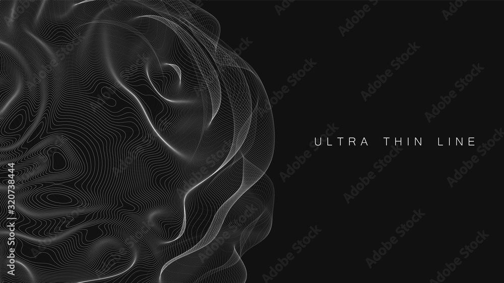 Aufkleber ultra thin line fluid geometry. dynamic vector distorted spheres. digital fractal 3d swirl. futurist