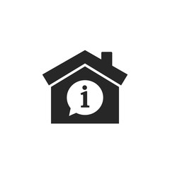 House with info mark inside icon. Vector illustration