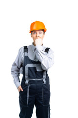 The woman builder was scared of something. Isolated
