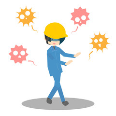 工場にウイルスが蔓延しているイラスト
